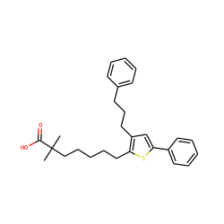 CC(C)(CCCCCc1sc(-c2ccccc2)cc1CCCc1ccccc1)C(=O)O ZINC000013726667
