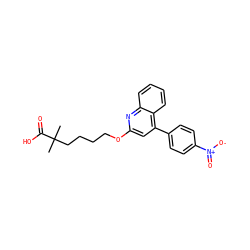 CC(C)(CCCCOc1cc(-c2ccc([N+](=O)[O-])cc2)c2ccccc2n1)C(=O)O ZINC000013729661