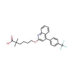 CC(C)(CCCCOc1cc(-c2ccc(C(F)(F)F)cc2)c2ccccc2n1)C(=O)O ZINC000013729646