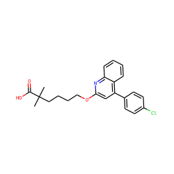 CC(C)(CCCCOc1cc(-c2ccc(Cl)cc2)c2ccccc2n1)C(=O)O ZINC000013729652