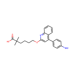 CC(C)(CCCCOc1cc(-c2ccc(N)cc2)c2ccccc2n1)C(=O)O ZINC000013729664