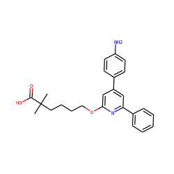CC(C)(CCCCOc1cc(-c2ccc(N)cc2)cc(-c2ccccc2)n1)C(=O)O ZINC000013729749