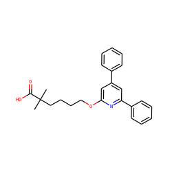 CC(C)(CCCCOc1cc(-c2ccccc2)cc(-c2ccccc2)n1)C(=O)O ZINC000001533319