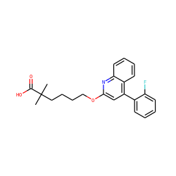 CC(C)(CCCCOc1cc(-c2ccccc2F)c2ccccc2n1)C(=O)O ZINC000013729673
