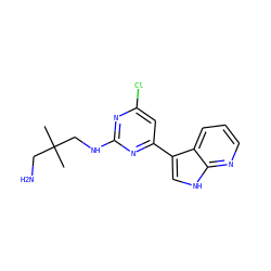 CC(C)(CN)CNc1nc(Cl)cc(-c2c[nH]c3ncccc23)n1 ZINC000063539694