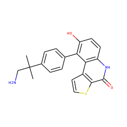 CC(C)(CN)c1ccc(-c2c(O)ccc3[nH]c(=O)c4sccc4c23)cc1 ZINC000165217021