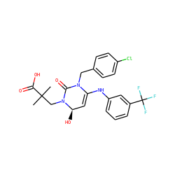 CC(C)(CN1C(=O)N(Cc2ccc(Cl)cc2)C(Nc2cccc(C(F)(F)F)c2)=C[C@H]1O)C(=O)O ZINC000221181377