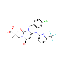 CC(C)(CN1C(=O)N(Cc2ccc(Cl)cc2)C(Nc2cccc(C(F)(F)F)n2)=C[C@H]1O)C(=O)O ZINC000221181525