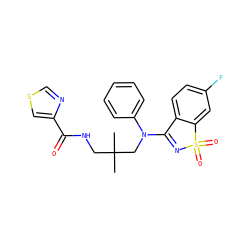 CC(C)(CNC(=O)c1cscn1)CN(C1=NS(=O)(=O)c2cc(F)ccc21)c1ccccc1 ZINC000064560754