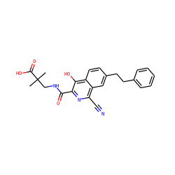 CC(C)(CNC(=O)c1nc(C#N)c2cc(CCc3ccccc3)ccc2c1O)C(=O)O ZINC000146685314