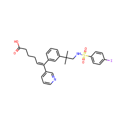 CC(C)(CNS(=O)(=O)c1ccc(I)cc1)c1cccc(/C(=C\CCCC(=O)O)c2cccnc2)c1 ZINC000003927201