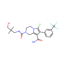 CC(C)(CO)CNC(=O)N1CCn2c(Cl)c(-c3cccc(C(F)(F)F)c3)c(C(N)=O)c2C1 ZINC000223392918