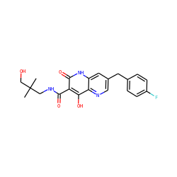CC(C)(CO)CNC(=O)c1c(O)c2ncc(Cc3ccc(F)cc3)cc2[nH]c1=O ZINC000095593396