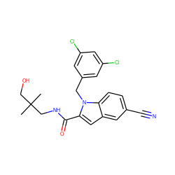 CC(C)(CO)CNC(=O)c1cc2cc(C#N)ccc2n1Cc1cc(Cl)cc(Cl)c1 ZINC000071318873