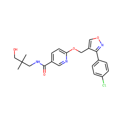 CC(C)(CO)CNC(=O)c1ccc(OCc2conc2-c2ccc(Cl)cc2)nc1 ZINC000142964047