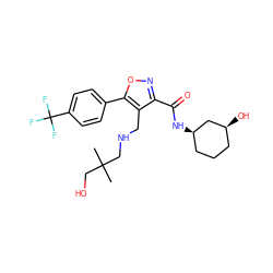 CC(C)(CO)CNCc1c(C(=O)N[C@@H]2CCC[C@H](O)C2)noc1-c1ccc(C(F)(F)F)cc1 ZINC000071317832