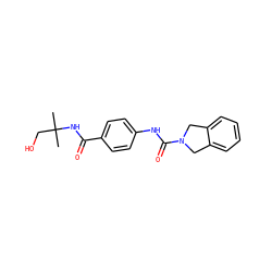 CC(C)(CO)NC(=O)c1ccc(NC(=O)N2Cc3ccccc3C2)cc1 ZINC000165828723