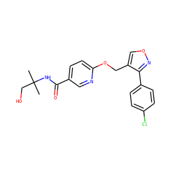 CC(C)(CO)NC(=O)c1ccc(OCc2conc2-c2ccc(Cl)cc2)nc1 ZINC000142079016