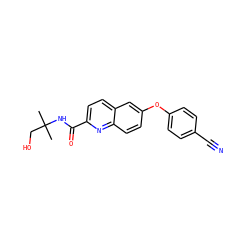 CC(C)(CO)NC(=O)c1ccc2cc(Oc3ccc(C#N)cc3)ccc2n1 ZINC000584630260