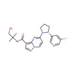 CC(C)(CO)NC(=O)c1cnn2ccc(N3CCC[C@@H]3c3cncc(F)c3)nc12 ZINC000169704219