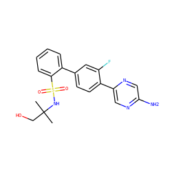 CC(C)(CO)NS(=O)(=O)c1ccccc1-c1ccc(-c2cnc(N)cn2)c(F)c1 ZINC000212145846