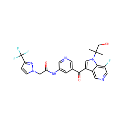 CC(C)(CO)n1cc(C(=O)c2cncc(NC(=O)Cn3ccc(C(F)(F)F)n3)c2)c2cncc(F)c21 ZINC001772581584