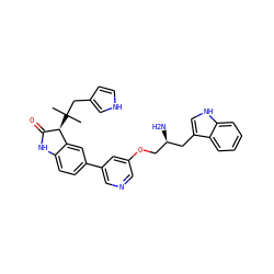 CC(C)(Cc1cc[nH]c1)[C@@H]1C(=O)Nc2ccc(-c3cncc(OC[C@@H](N)Cc4c[nH]c5ccccc45)c3)cc21 ZINC000034803805