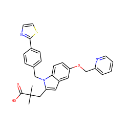 CC(C)(Cc1cc2cc(OCc3ccccn3)ccc2n1Cc1ccc(-c2nccs2)cc1)C(=O)O ZINC000043011136