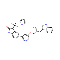 CC(C)(Cc1ccc[nH]1)[C@@H]1C(=O)Nc2ccc(-c3cncc(OC[C@@H](N)Cc4c[nH]c5ccccc45)c3)cc21 ZINC000034803841