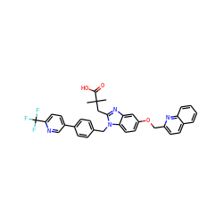 CC(C)(Cc1nc2cc(OCc3ccc4ccccc4n3)ccc2n1Cc1ccc(-c2ccc(C(F)(F)F)nc2)cc1)C(=O)O ZINC000226101189
