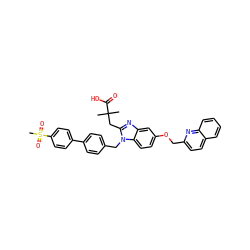 CC(C)(Cc1nc2cc(OCc3ccc4ccccc4n3)ccc2n1Cc1ccc(-c2ccc(S(C)(=O)=O)cc2)cc1)C(=O)O ZINC000226112871
