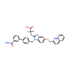 CC(C)(Cc1nc2cc(OCc3ccc4ccccc4n3)ccc2n1Cc1ccc(-c2cccc(C(N)=O)c2)cc1)C(=O)O ZINC000226101104