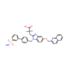 CC(C)(Cc1nc2cc(OCc3ccc4ccccc4n3)ccc2n1Cc1ccc(-c2cccc(S(N)(=O)=O)c2)cc1)C(=O)O ZINC000217393522