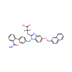 CC(C)(Cc1nc2cc(OCc3ccc4ccccc4n3)ccc2n1Cc1ccc(-c2ccccc2C(N)=O)cc1)C(=O)O ZINC000226110030