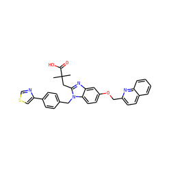 CC(C)(Cc1nc2cc(OCc3ccc4ccccc4n3)ccc2n1Cc1ccc(-c2cscn2)cc1)C(=O)O ZINC000226115037