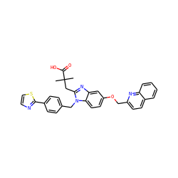 CC(C)(Cc1nc2cc(OCc3ccc4ccccc4n3)ccc2n1Cc1ccc(-c2nccs2)cc1)C(=O)O ZINC000226126849