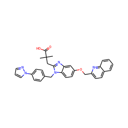CC(C)(Cc1nc2cc(OCc3ccc4ccccc4n3)ccc2n1Cc1ccc(-n2cccn2)cc1)C(=O)O ZINC000226099372