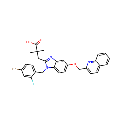 CC(C)(Cc1nc2cc(OCc3ccc4ccccc4n3)ccc2n1Cc1ccc(Br)cc1F)C(=O)O ZINC000219363597