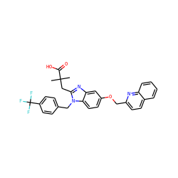 CC(C)(Cc1nc2cc(OCc3ccc4ccccc4n3)ccc2n1Cc1ccc(C(F)(F)F)cc1)C(=O)O ZINC000226109734