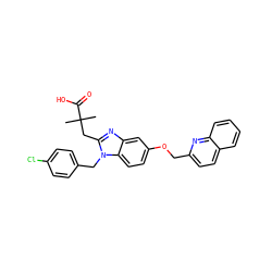 CC(C)(Cc1nc2cc(OCc3ccc4ccccc4n3)ccc2n1Cc1ccc(Cl)cc1)C(=O)O ZINC000219448151