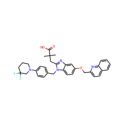 CC(C)(Cc1nc2cc(OCc3ccc4ccccc4n3)ccc2n1Cc1ccc(N2CCCC(F)(F)C2)cc1)C(=O)O ZINC000226109688