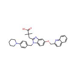 CC(C)(Cc1nc2cc(OCc3ccc4ccccc4n3)ccc2n1Cc1ccc(N2CCCCC2)cc1)C(=O)O ZINC000217374778