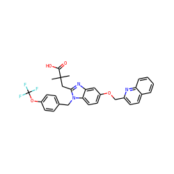 CC(C)(Cc1nc2cc(OCc3ccc4ccccc4n3)ccc2n1Cc1ccc(OC(F)(F)F)cc1)C(=O)O ZINC000219363689