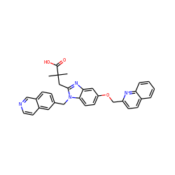 CC(C)(Cc1nc2cc(OCc3ccc4ccccc4n3)ccc2n1Cc1ccc2cnccc2c1)C(=O)O ZINC000226110601