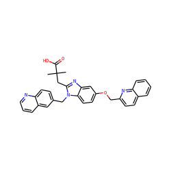 CC(C)(Cc1nc2cc(OCc3ccc4ccccc4n3)ccc2n1Cc1ccc2ncccc2c1)C(=O)O ZINC000219431257
