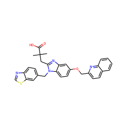 CC(C)(Cc1nc2cc(OCc3ccc4ccccc4n3)ccc2n1Cc1ccc2ncsc2c1)C(=O)O ZINC000219448053