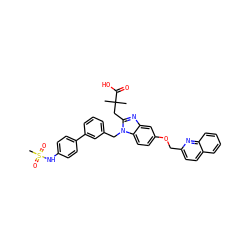 CC(C)(Cc1nc2cc(OCc3ccc4ccccc4n3)ccc2n1Cc1cccc(-c2ccc(NS(C)(=O)=O)cc2)c1)C(=O)O ZINC000226123268