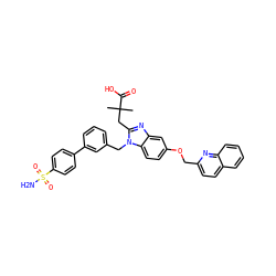 CC(C)(Cc1nc2cc(OCc3ccc4ccccc4n3)ccc2n1Cc1cccc(-c2ccc(S(N)(=O)=O)cc2)c1)C(=O)O ZINC000226090260