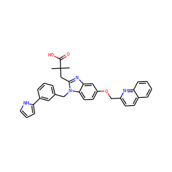 CC(C)(Cc1nc2cc(OCc3ccc4ccccc4n3)ccc2n1Cc1cccc(-c2ccc[nH]2)c1)C(=O)O ZINC000226123803