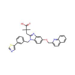 CC(C)(Cc1nc2cc(OCc3ccc4ccccc4n3)ccc2n1Cc1cccc(-c2cncs2)c1)C(=O)O ZINC000226109639
